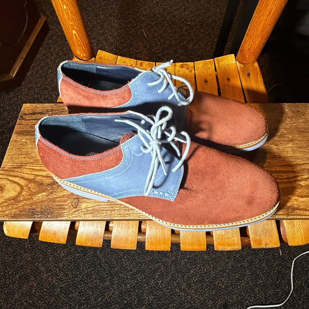 Cole Haan Brown and Blue Suede Loafers